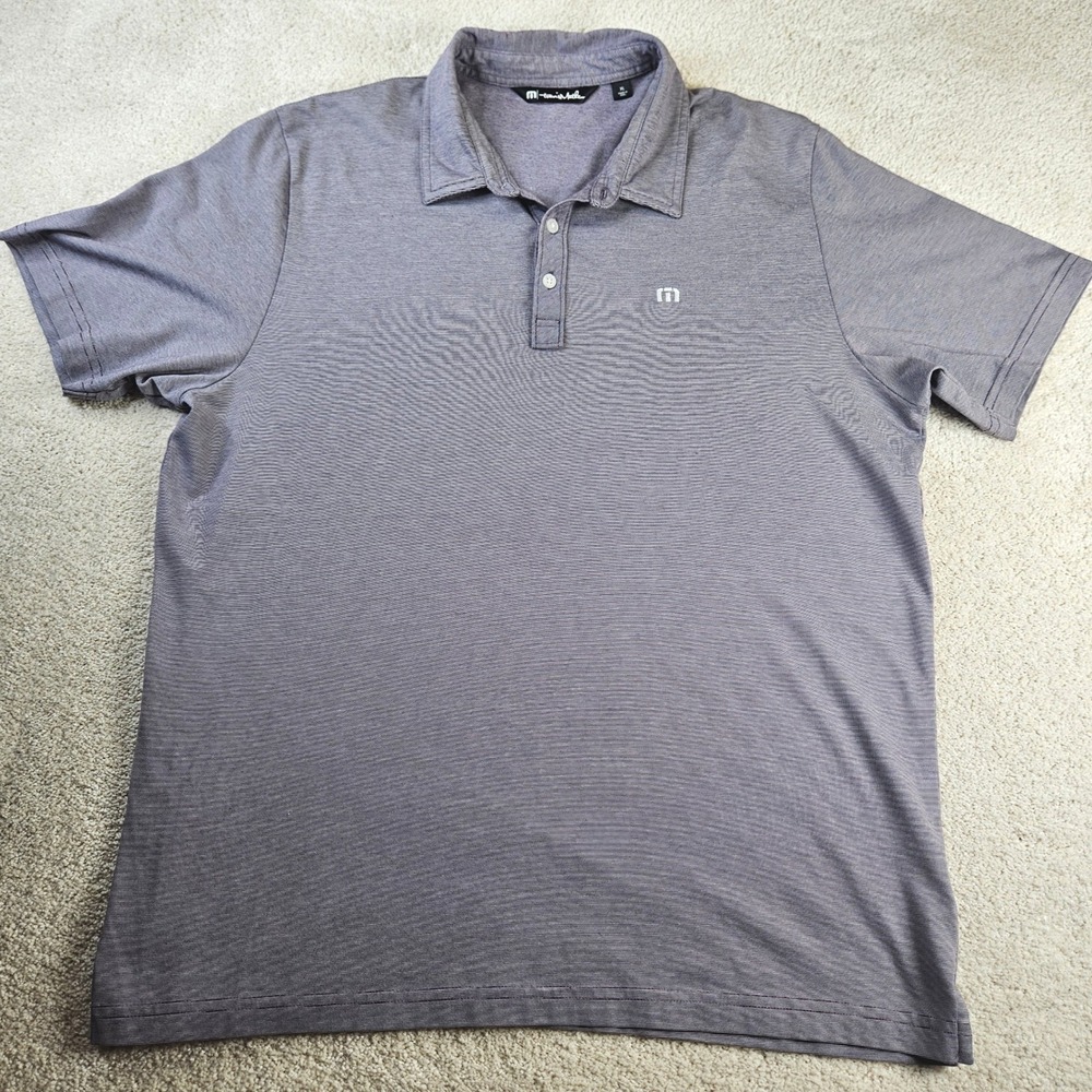 Men's Travis Mathew Size XL Polo Shirt Eggplant Striped Golf‎ Casual Athleisure